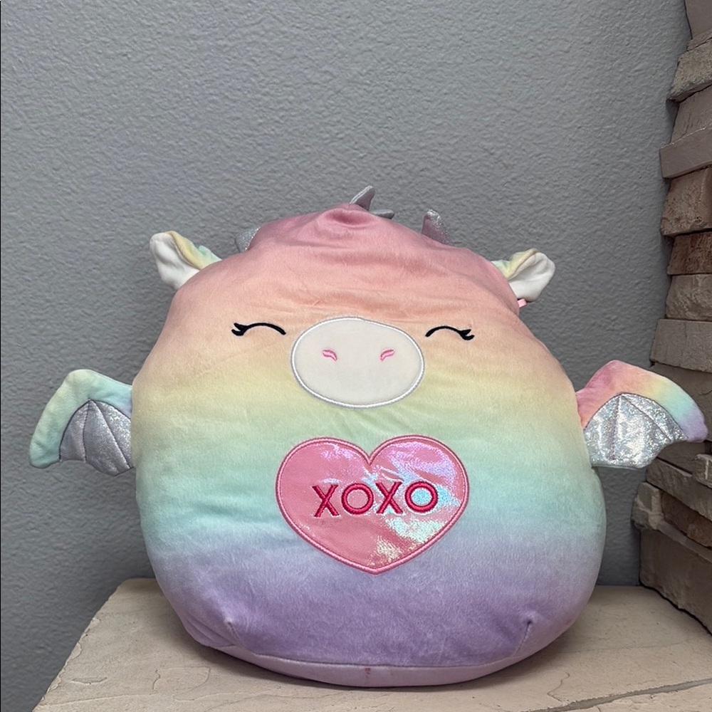 Squishmellow Raindow Valentines Dinosaur